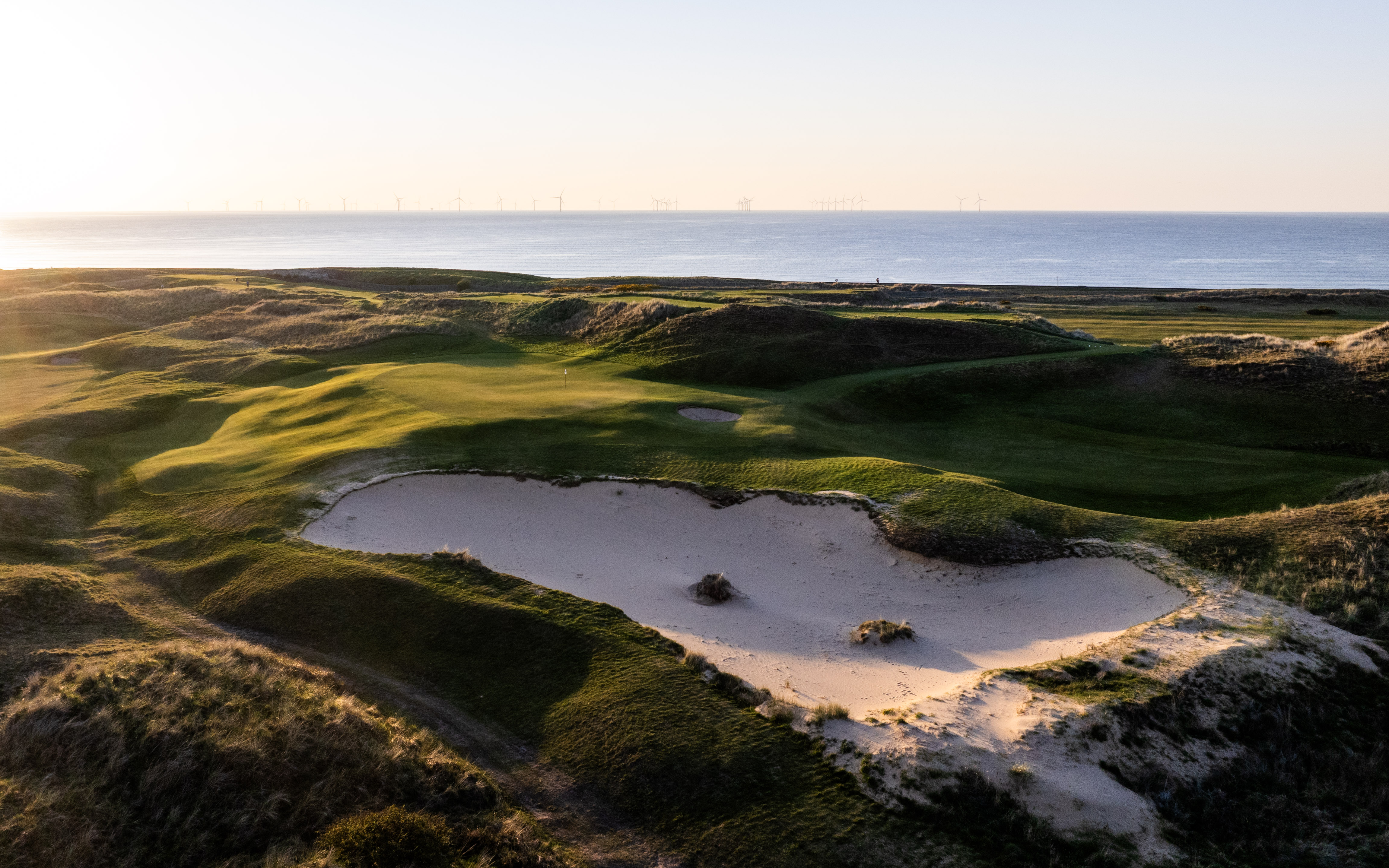 Aerial view of the links, fairways and dunes at Wallasey Golf Club