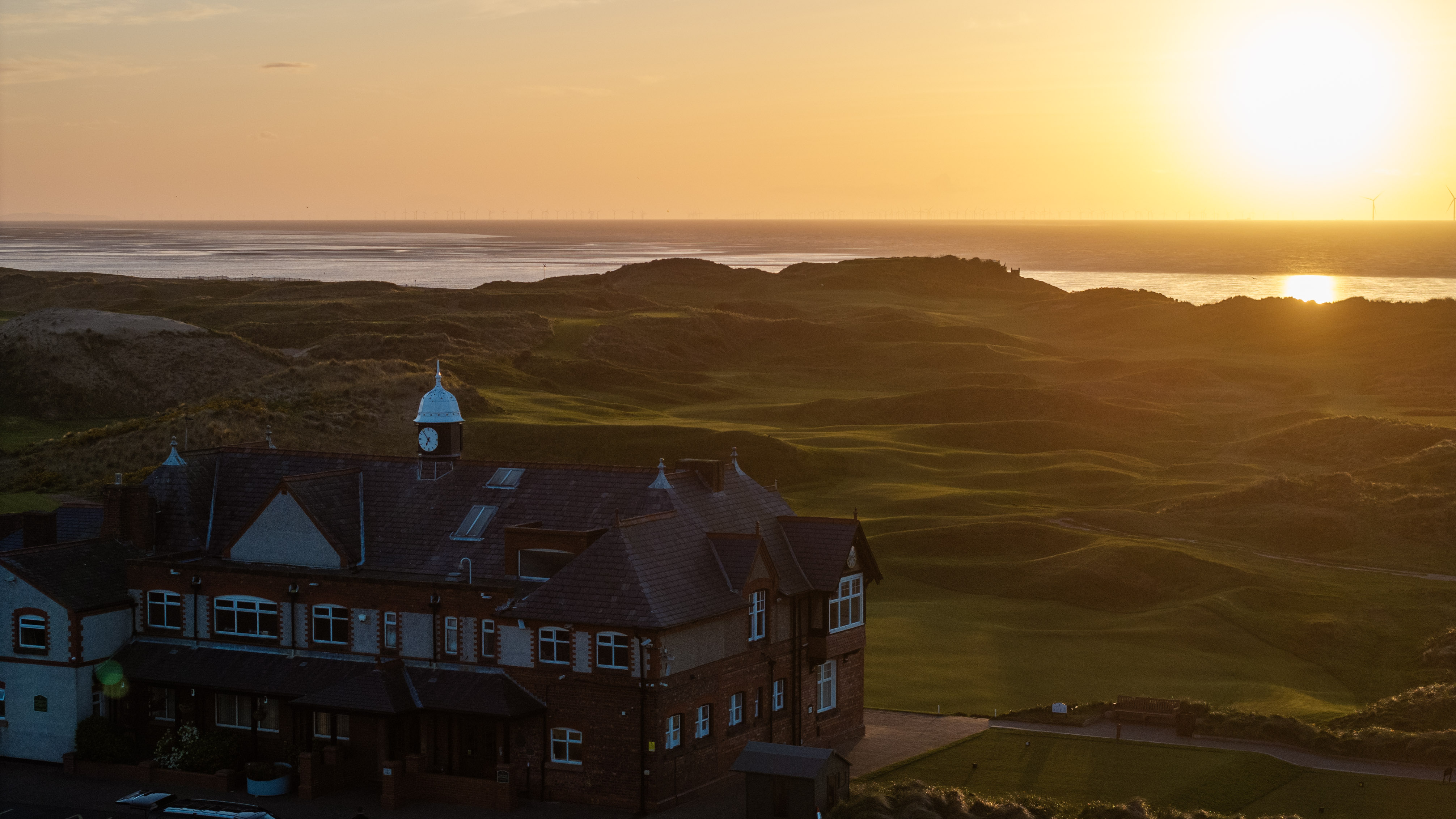 The clubhouse and links from the air